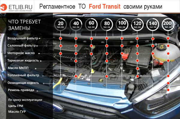 График технического обслуживания Ford Transit